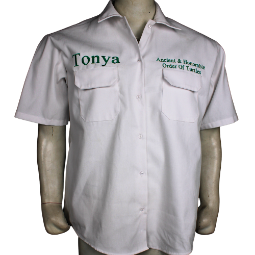 High Quality Twill Fabric T-Shirts Turtle Walking Embroidery Customized Designs Short Sleeves Western Printed Knitted Weaving