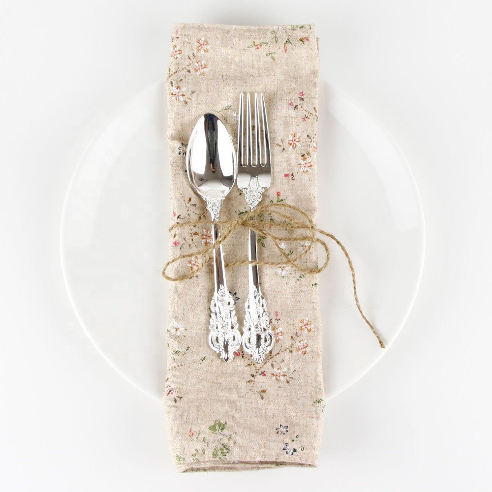 30x40cm heat insulation dining table mat wedding home party use napkin flower print placemat linen fabric