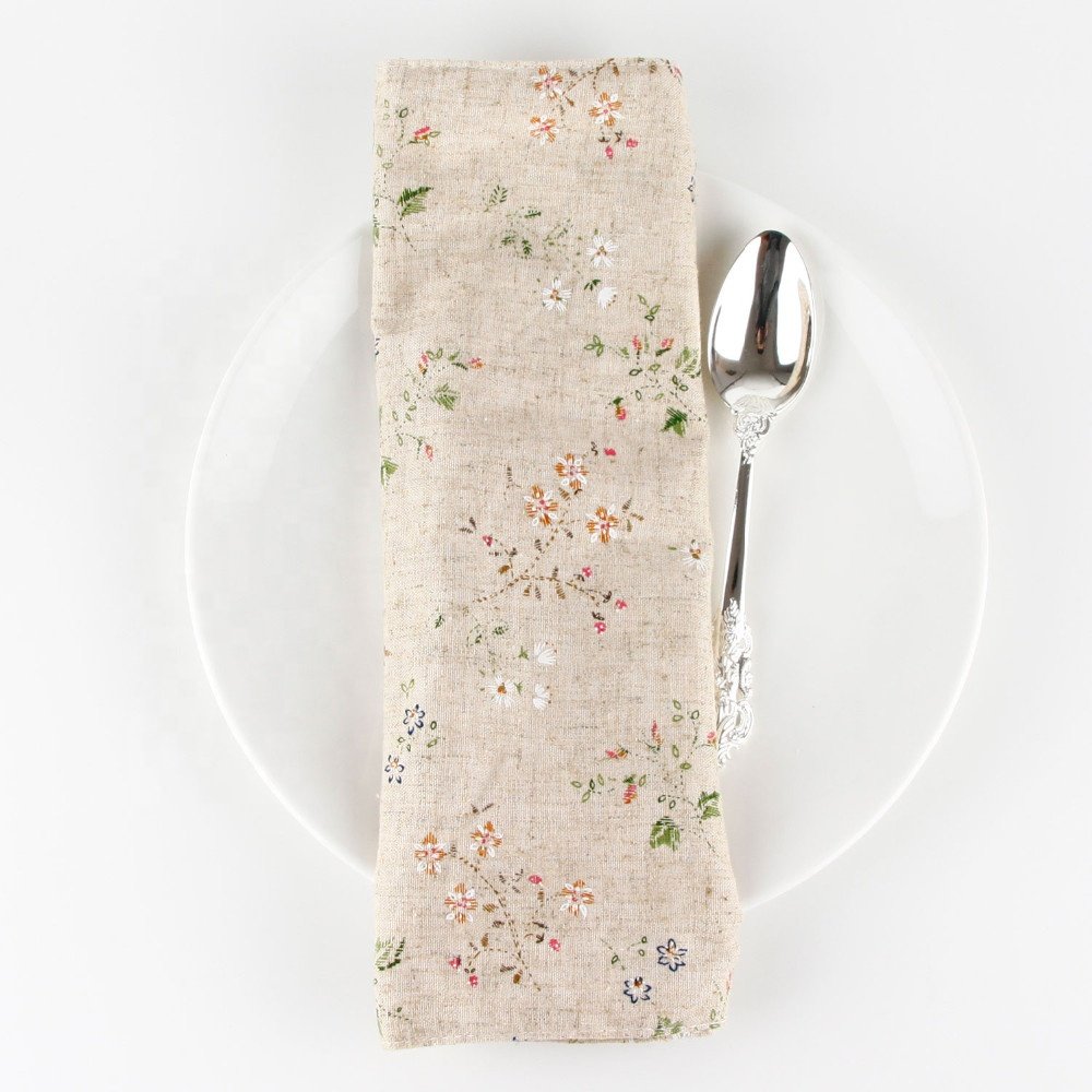 30x40cm heat insulation dining table mat wedding home party use napkin flower print placemat linen fabric