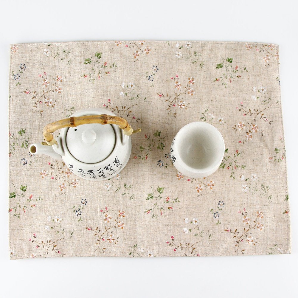 30x40cm heat insulation dining table mat wedding home party use napkin flower print placemat linen fabric