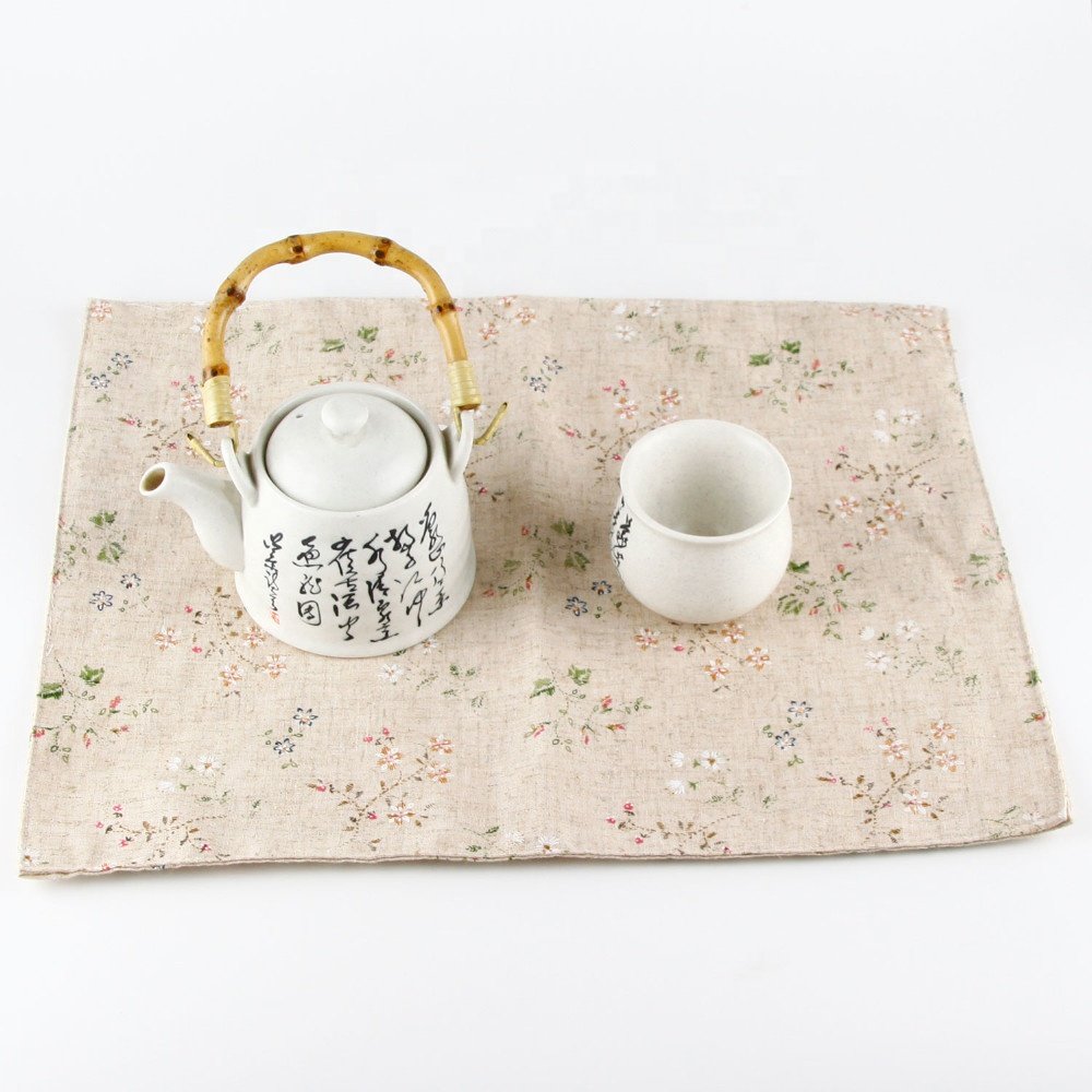 30x40cm heat insulation dining table mat wedding home party use napkin flower print placemat linen fabric