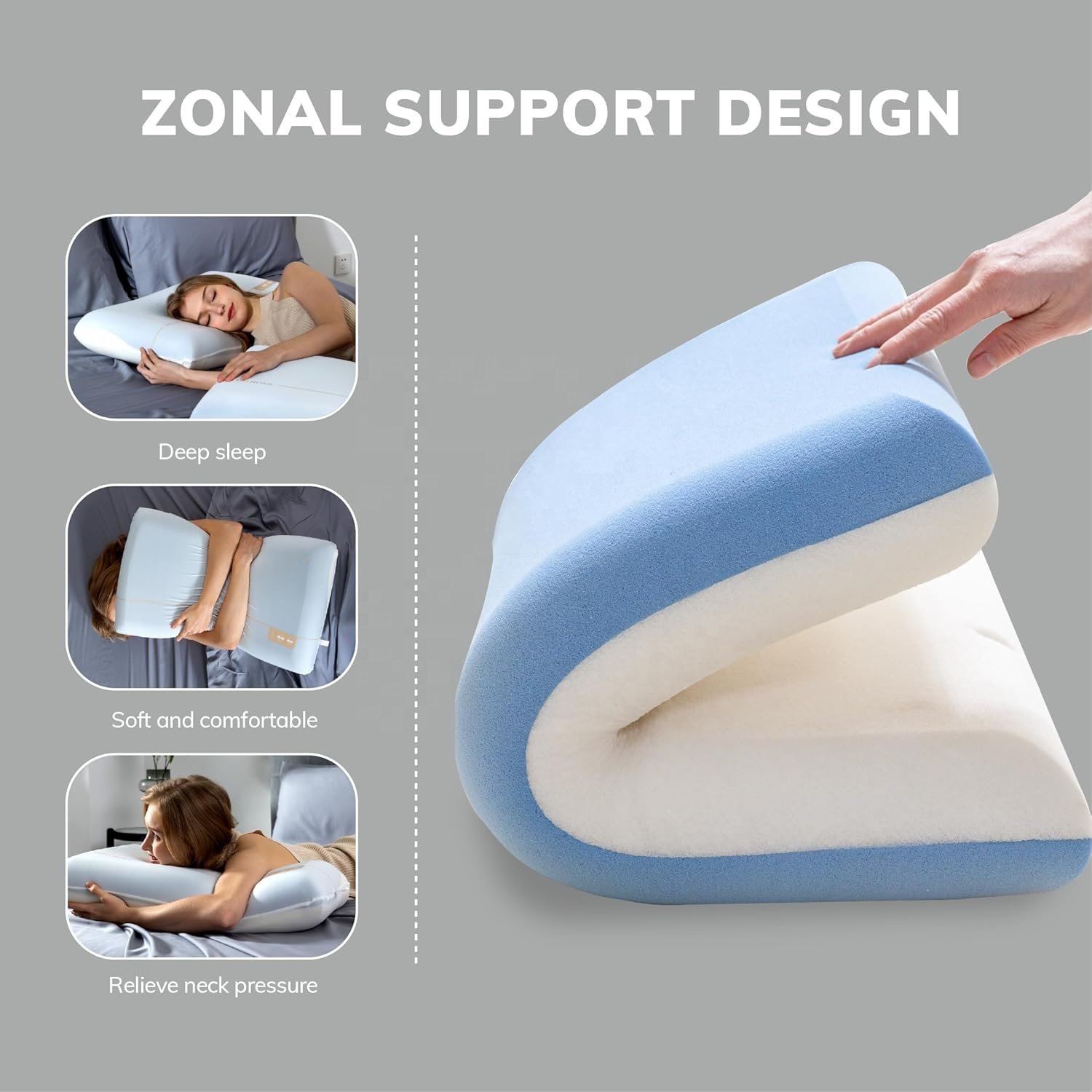 Memory Foam Pillow for Sleeping Cooling Pillows for Neck and Shoulder Pain Soft Pillow for Side Sleepers