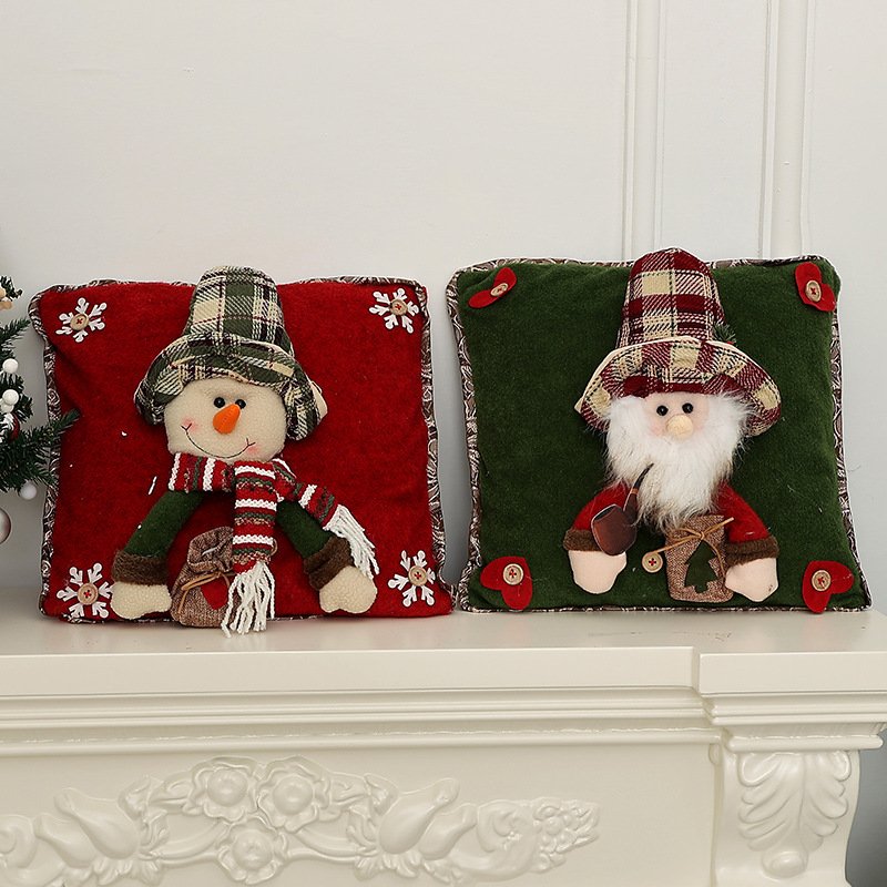 2025 41cm Christmas Pillow Cover Cute 3D Santa Snowman Reindeer Cushion Cover Holiday Pillow Cases for Sofa Couch Bed Home Couch