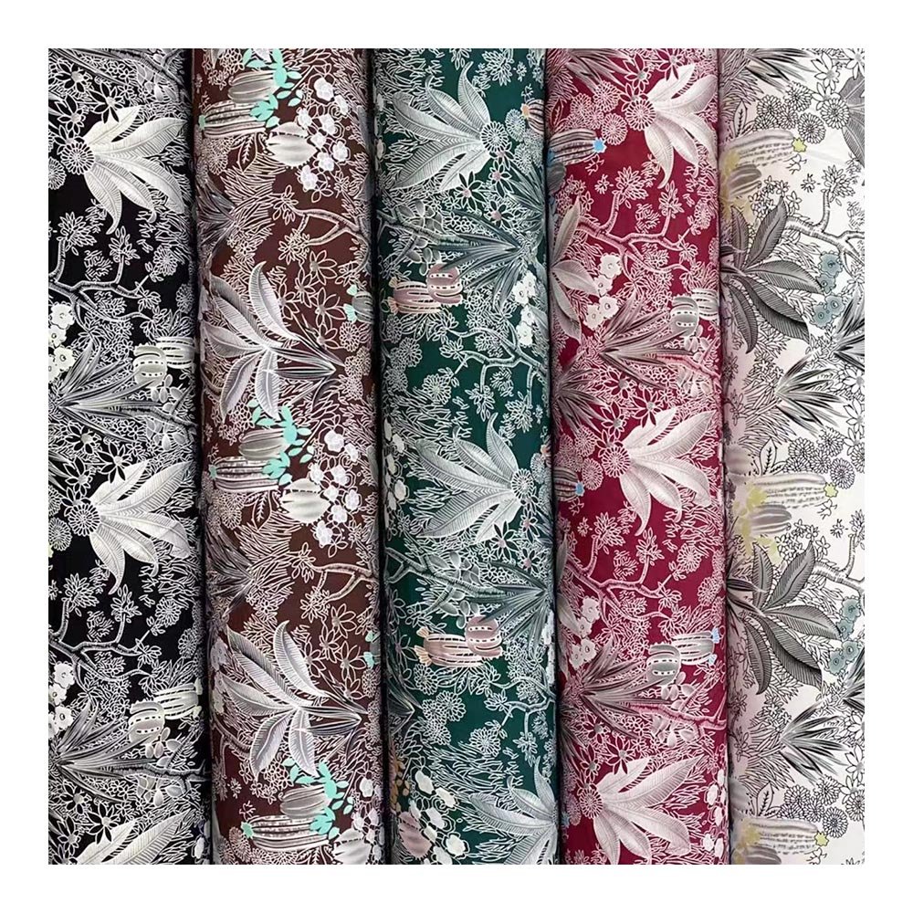 100% polyester spandex Woven twill 4-way poly elastane fabric print 75D 100D 4-way stretch fabric