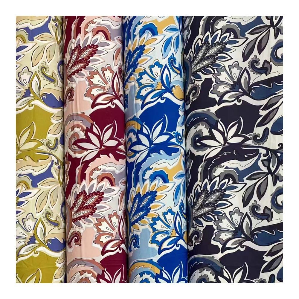 100% polyester spandex Woven twill 4-way poly elastane fabric print 75D 100D 4-way stretch fabric