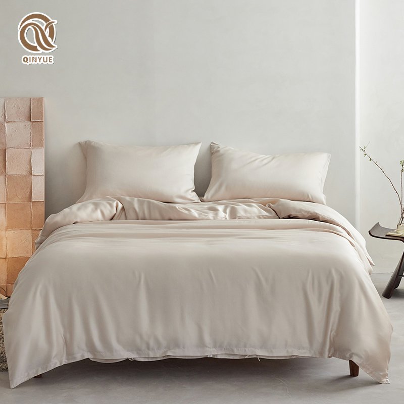 Solid color printed design 300TC 400TC sateen weave 100% bamboo viscose sheet sets duvet cover set