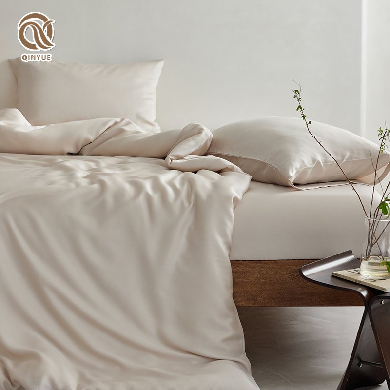 Solid color printed design 300TC 400TC sateen weave 100% bamboo viscose sheet sets duvet cover set