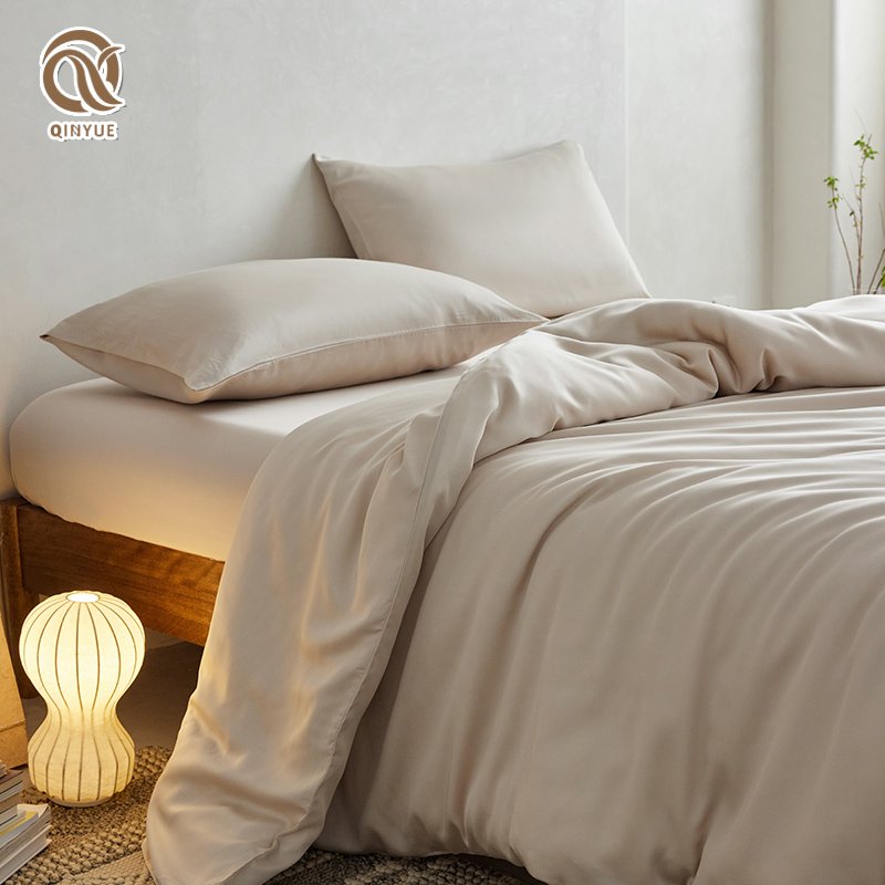 Solid color printed design 300TC 400TC sateen weave 100% bamboo viscose sheet sets duvet cover set