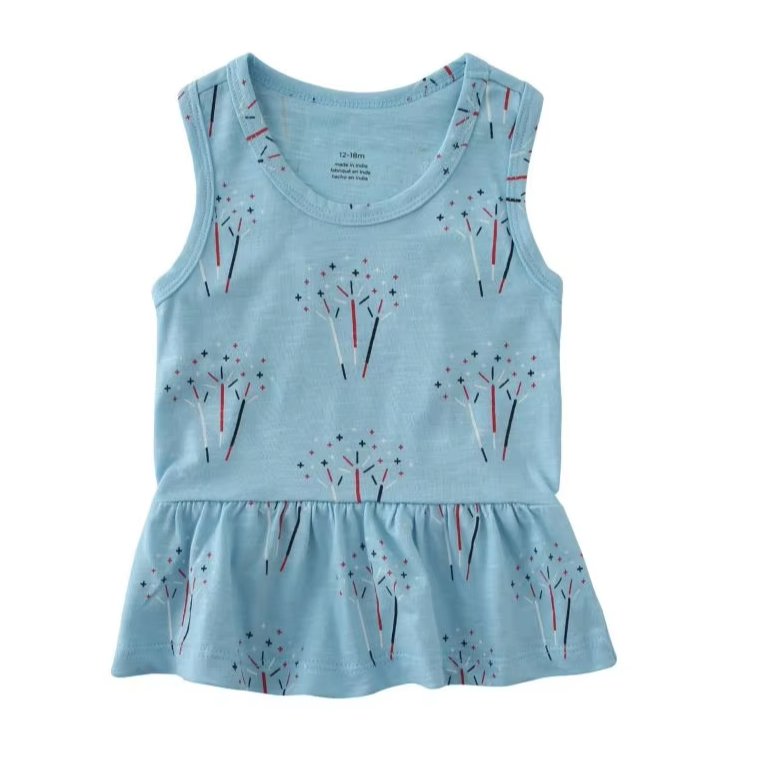 ODM Customizable Girls Clothing Sets Summer Casual Style Long Vest Pure Cotton OEKO Certified Bamboo Fiber Woven Fabric Printed