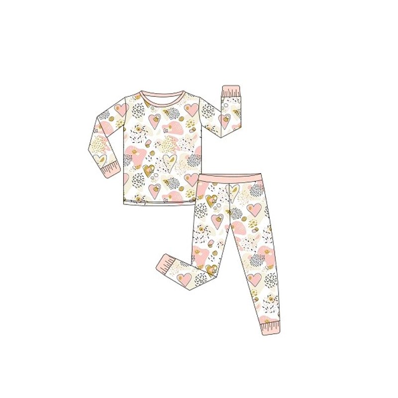 Wholesale Valentines Bamboo clothes Custom Print Infant Pajamas Sets Soft Breathable Baby clothes Zipper Baby Rompers for Kids