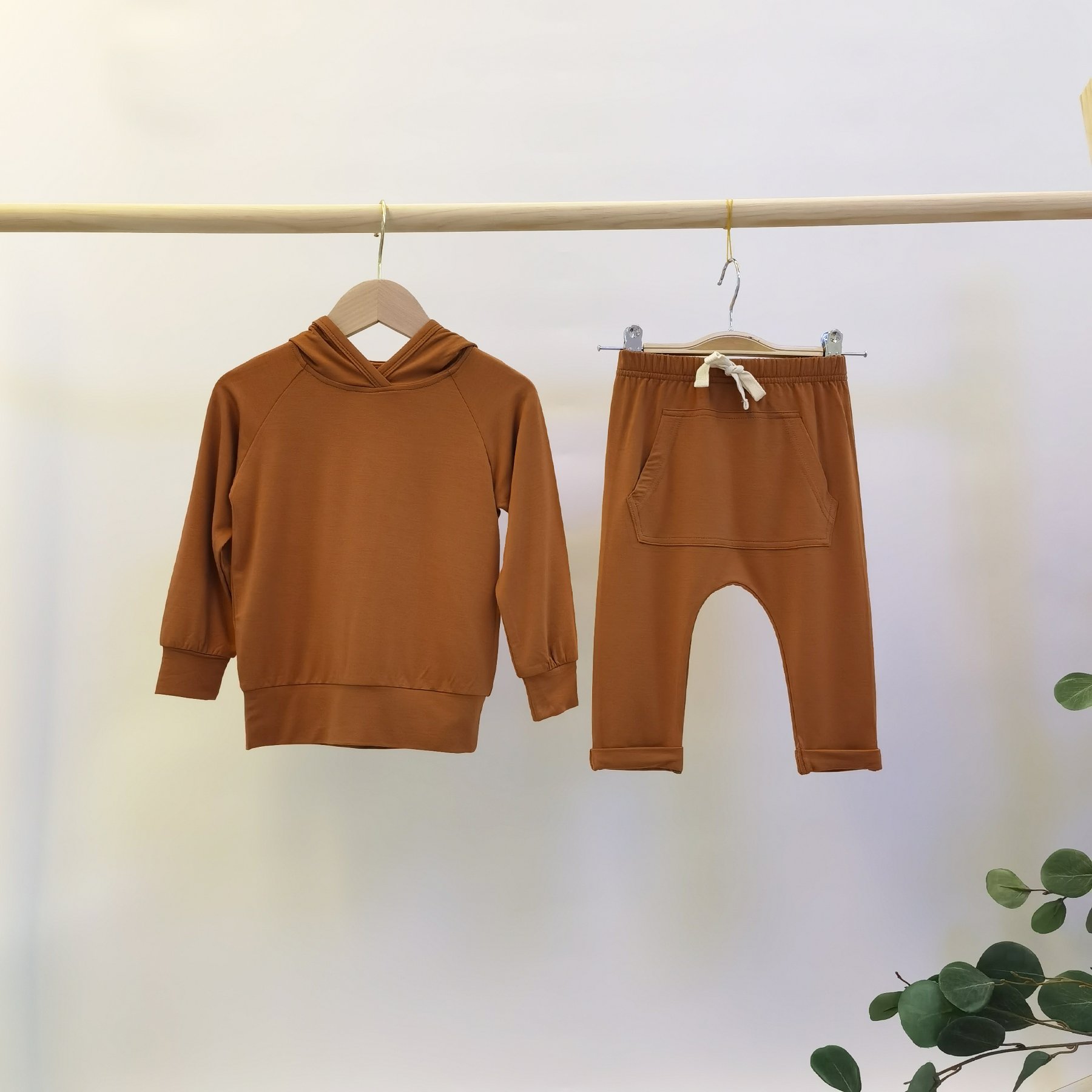 Custom Organic bamboo Cotton Baby Kids Tracksuits Sport children clothes set Sweatsuit Thicker New Born Baby Hoodies Set
