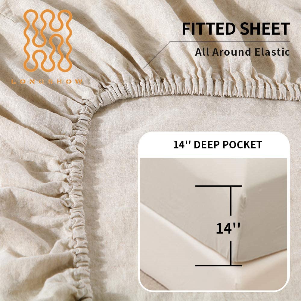 Luxury stone washed flax 100% pure natural linen cotton/bamboo bedding Hemp Flax Fiber Linen fitted Bedding set
