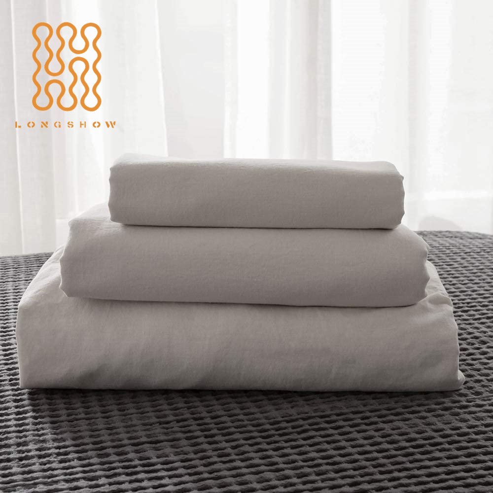 Luxury stone washed flax 100% pure natural linen cotton/bamboo bedding Hemp Flax Fiber Linen fitted Bedding set