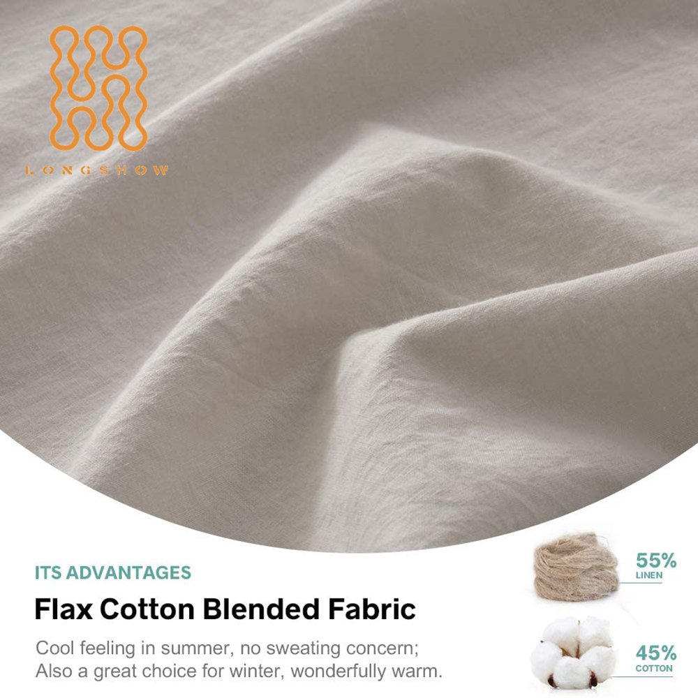 Luxury stone washed flax 100% pure natural linen cotton/bamboo bedding Hemp Flax Fiber Linen fitted Bedding set