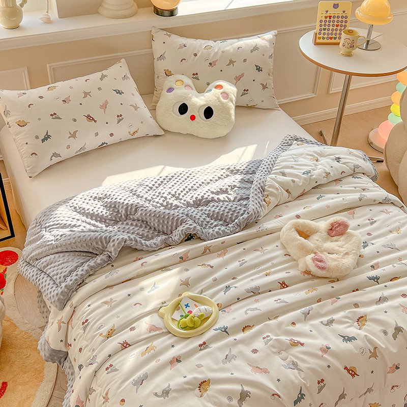 Soft Fluffy Plaid Quilted Bedspread Set Home/Hospital Use for Bedroom or Hotel Featuring Patterned Fabric with PVC Filling