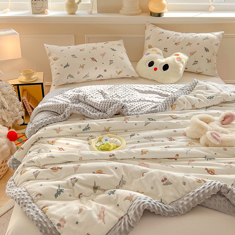 Soft Fluffy Plaid Quilted Bedspread Set Home/Hospital Use for Bedroom or Hotel Featuring Patterned Fabric with PVC Filling