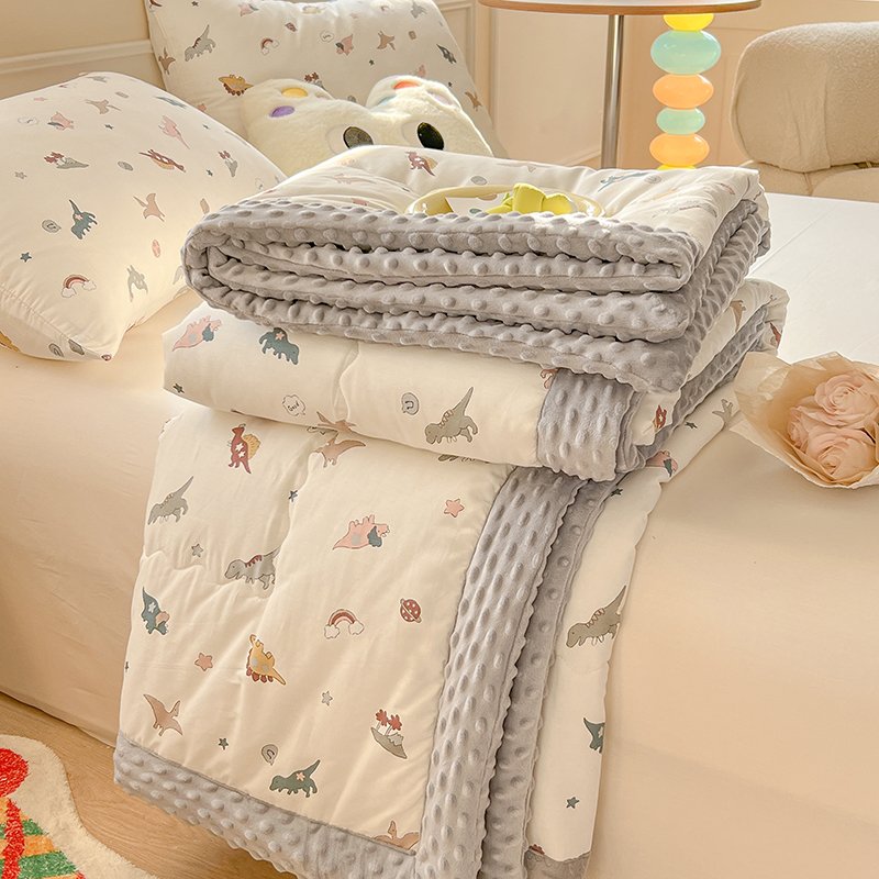 Soft Fluffy Plaid Quilted Bedspread Set Home/Hospital Use for Bedroom or Hotel Featuring Patterned Fabric with PVC Filling