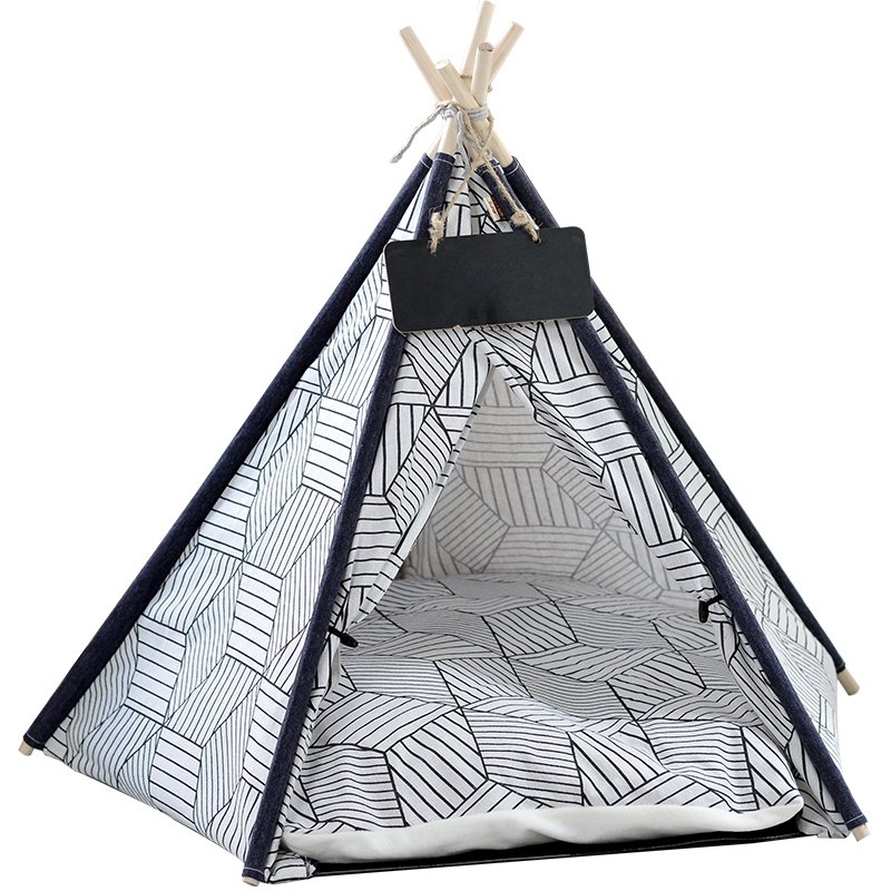 Pet Teepee Dog Canvas Cat Bed Portable Dog Teepee Tents Washable Pet Houses