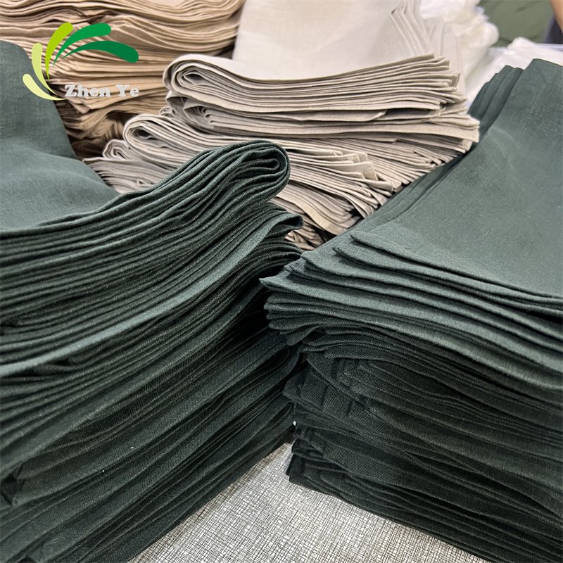High Quality Table Linen Cotton Napkins wedding Napkin yarn Dyeing Hemstitching Stone Wash linen Napkin