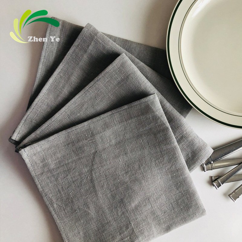 High Quality Table Linen Cotton Napkins wedding Napkin yarn Dyeing Hemstitching Stone Wash linen Napkin