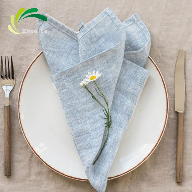 High Quality Table Linen Cotton Napkins wedding Napkin yarn Dyeing Hemstitching Stone Wash linen Napkin