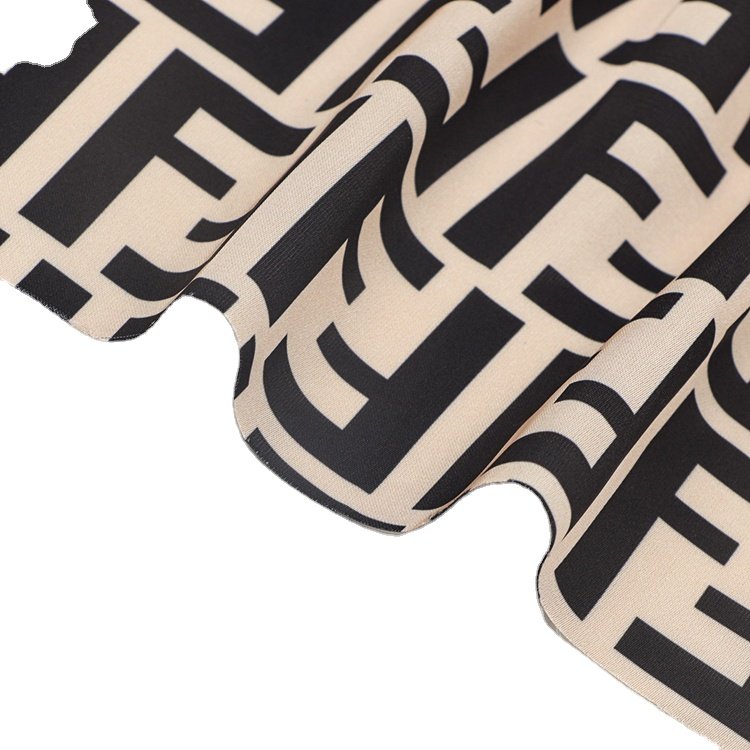 Custom Letter Design Breathable 100% Polyester woven Digital Print Fabric For Dress