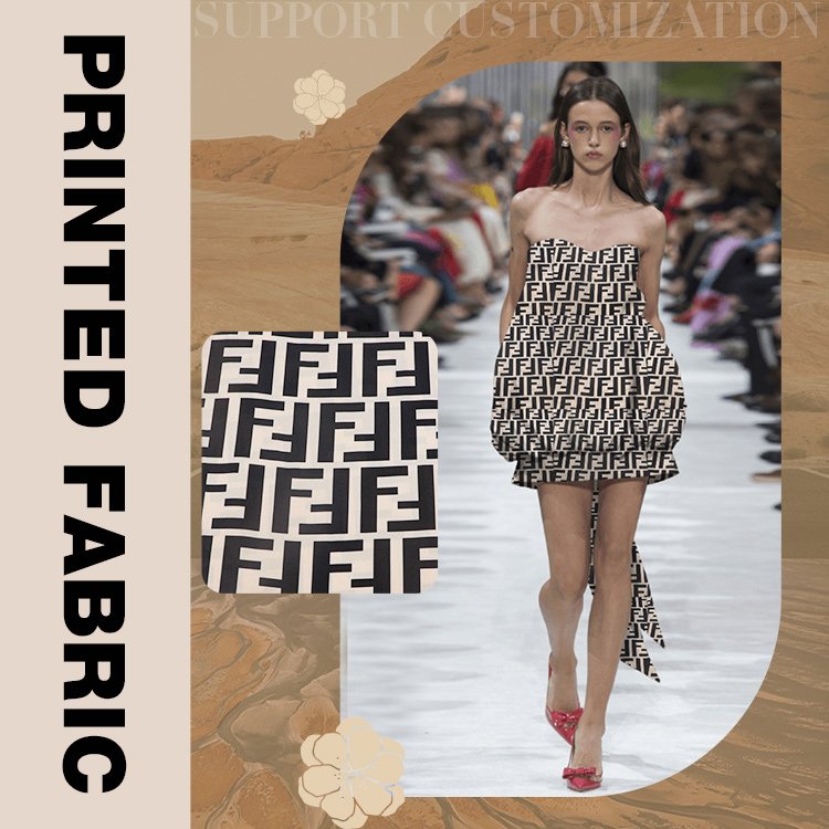 Custom Letter Design Breathable 100% Polyester woven Digital Print Fabric For Dress