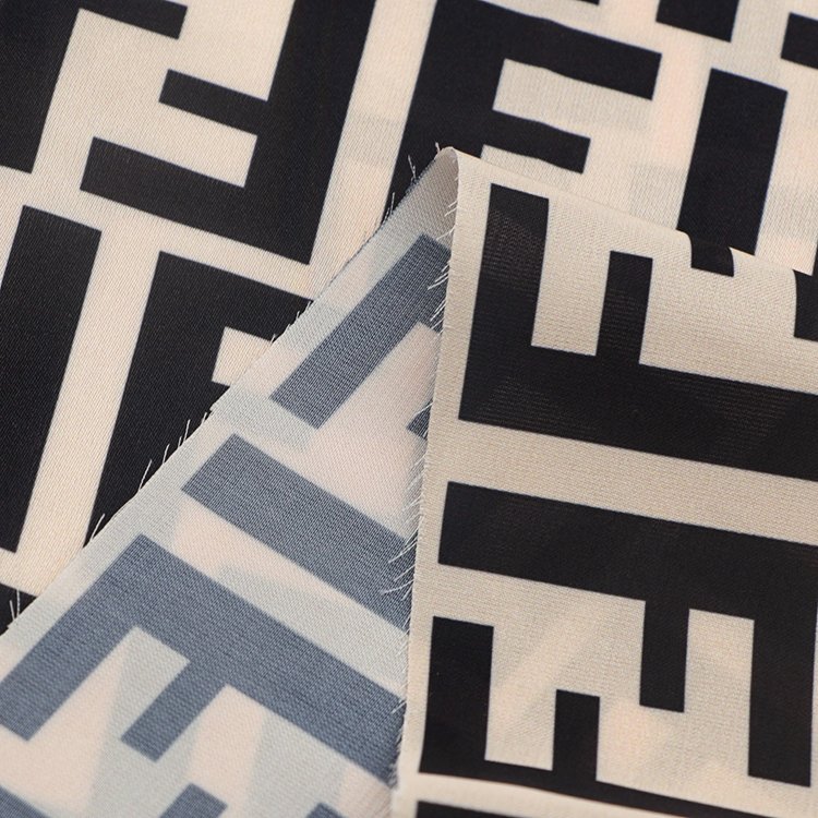 Custom Letter Design Breathable 100% Polyester woven Digital Print Fabric For Dress