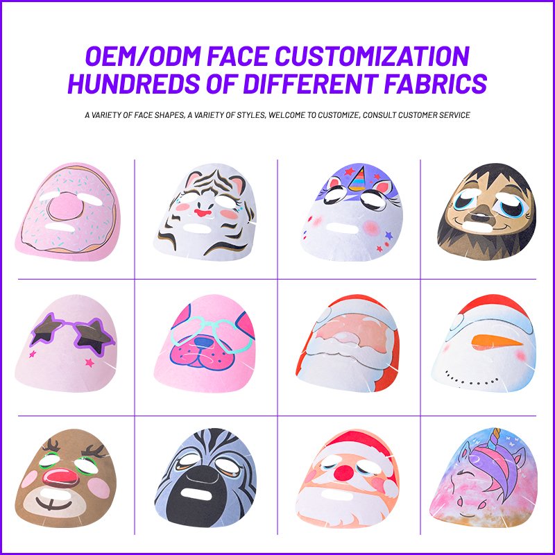 Christmas Santa Claus printed facial mask sheet Oem Non Woven Tencel Bamboo Fiber Printing Mask Sheet Diy Mask