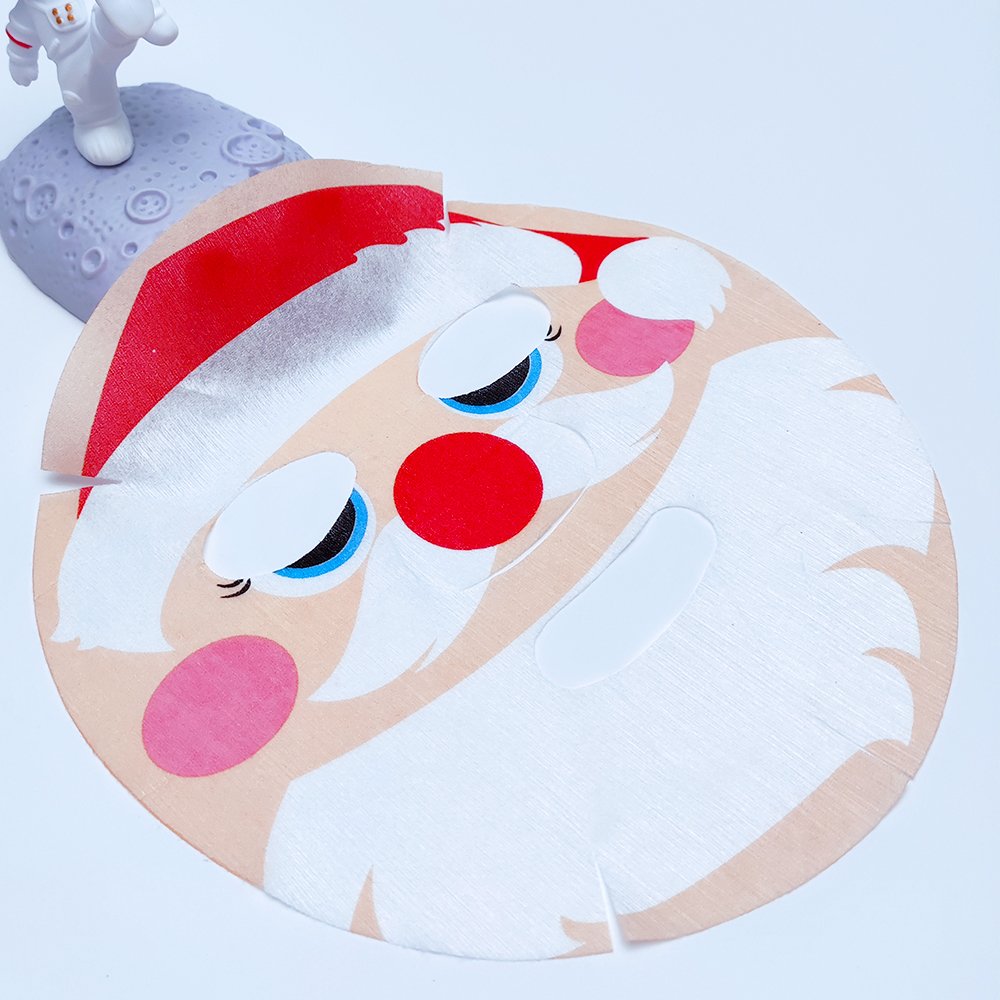 Christmas Santa Claus printed facial mask sheet Oem Non Woven Tencel Bamboo Fiber Printing Mask Sheet Diy Mask