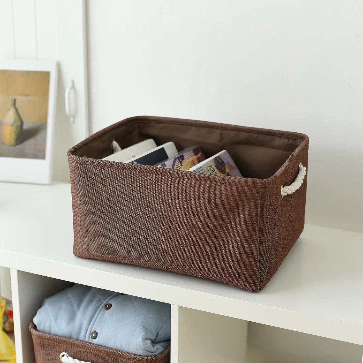 Homeplus 2024 New home use Linen Organizer Bins Canvas Organization Baskets for Organizing Closet Shelf Nursery Toy Decorative
