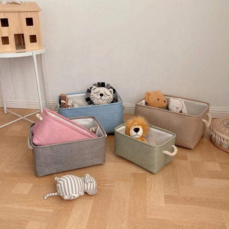 Homeplus 2024 New home use Linen Organizer Bins Canvas Organization Baskets for Organizing Closet Shelf Nursery Toy Decorative