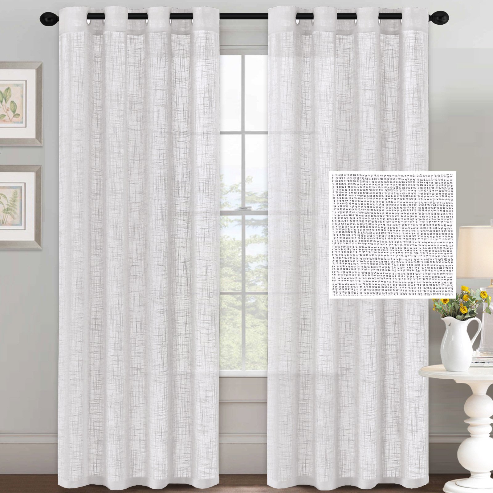 Hot Sale Linen Curtains For The Living room Grommets/Rod Pocket/Hidden Tab Faux Linen Curtains