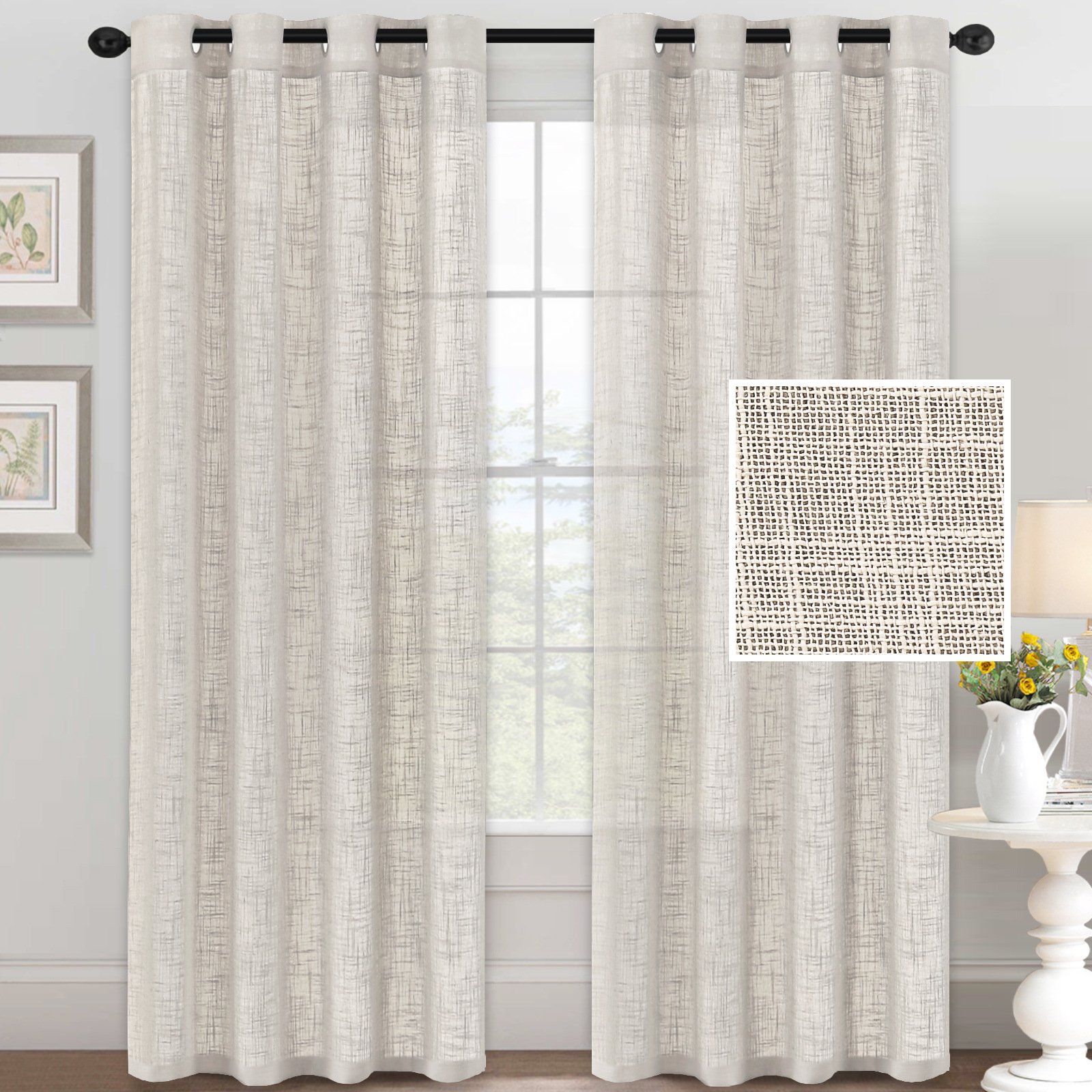 Hot Sale Linen Curtains For The Living room Grommets/Rod Pocket/Hidden Tab Faux Linen Curtains