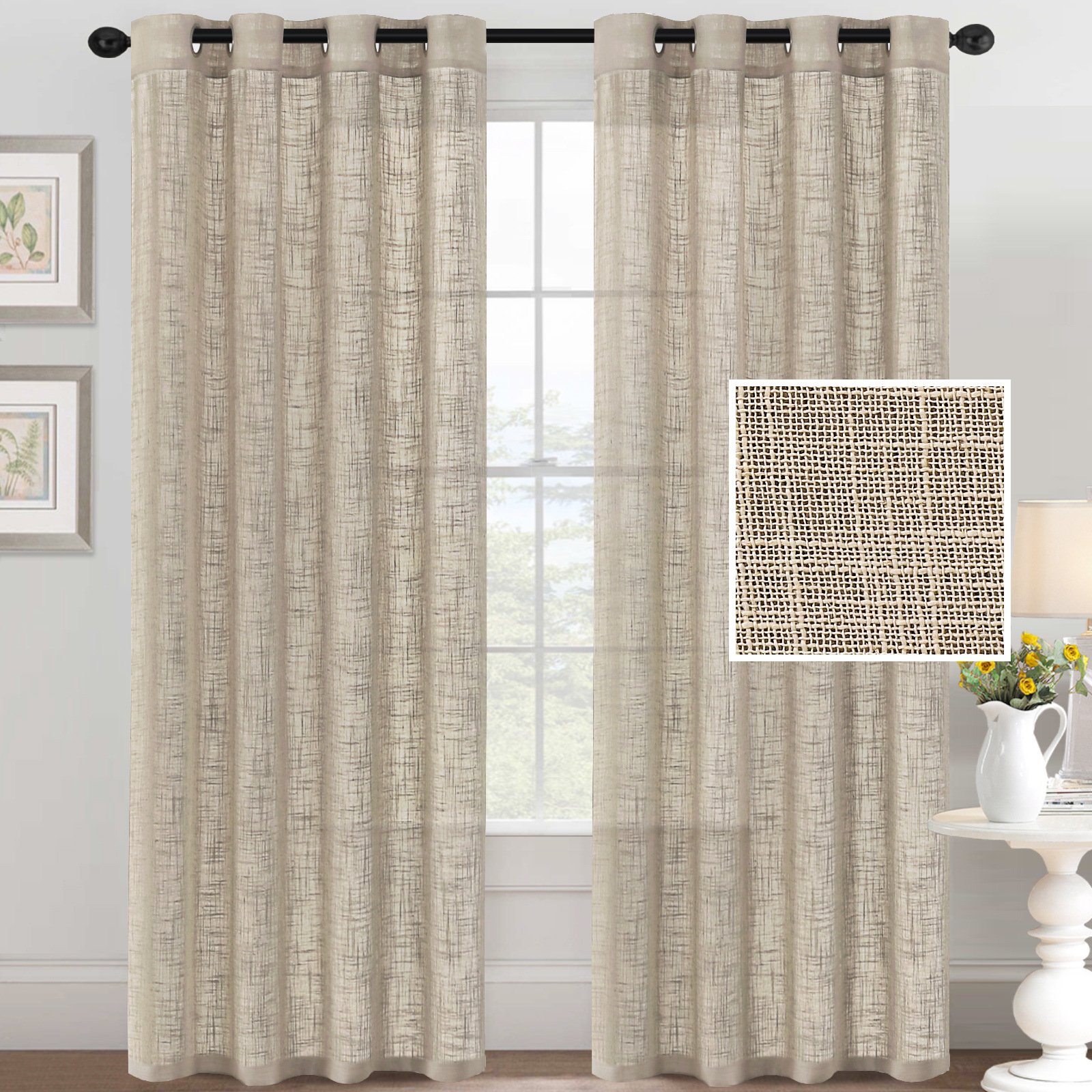 Hot Sale Linen Curtains For The Living room Grommets/Rod Pocket/Hidden Tab Faux Linen Curtains