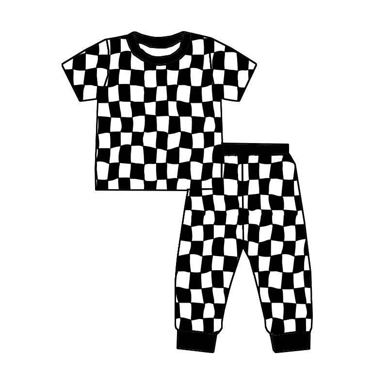 JF Hot Selling Kids Clothing Viscose Bamboo Custom Prints Short Sleeve and Long Pants 0-16 Years Two Pieces Pajamas Set