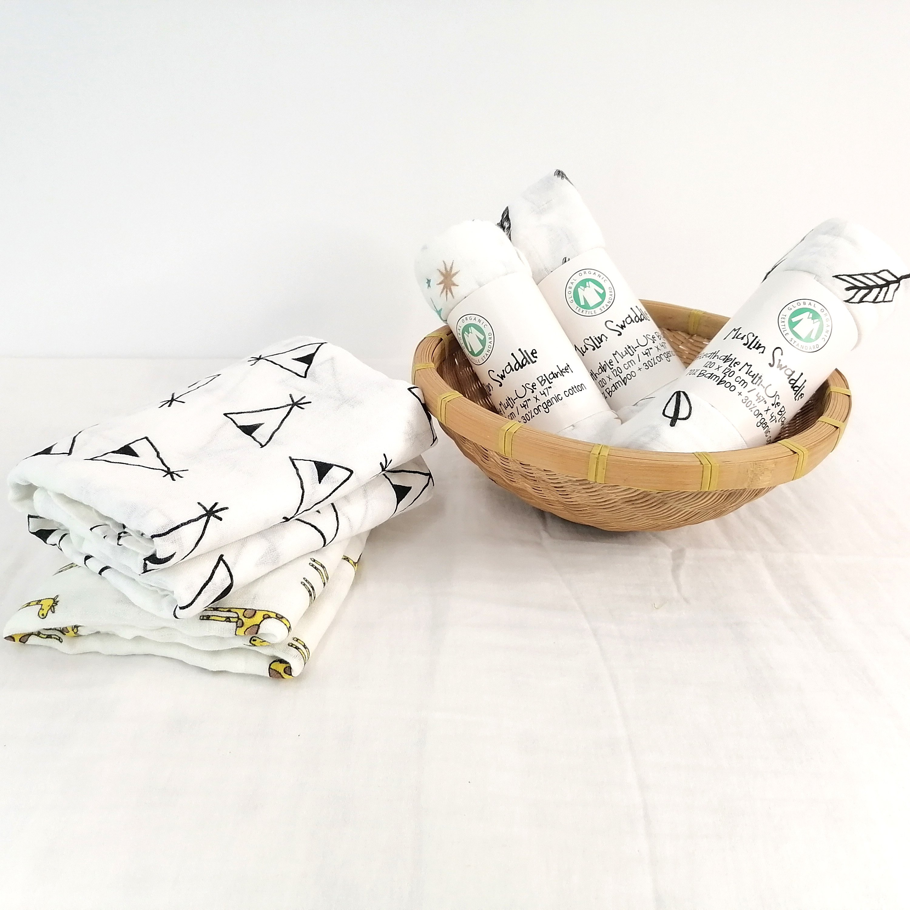 70% Bamboo 30% Cotton Muslin Newborn Infant Swaddle Receiving Blanket Wrap