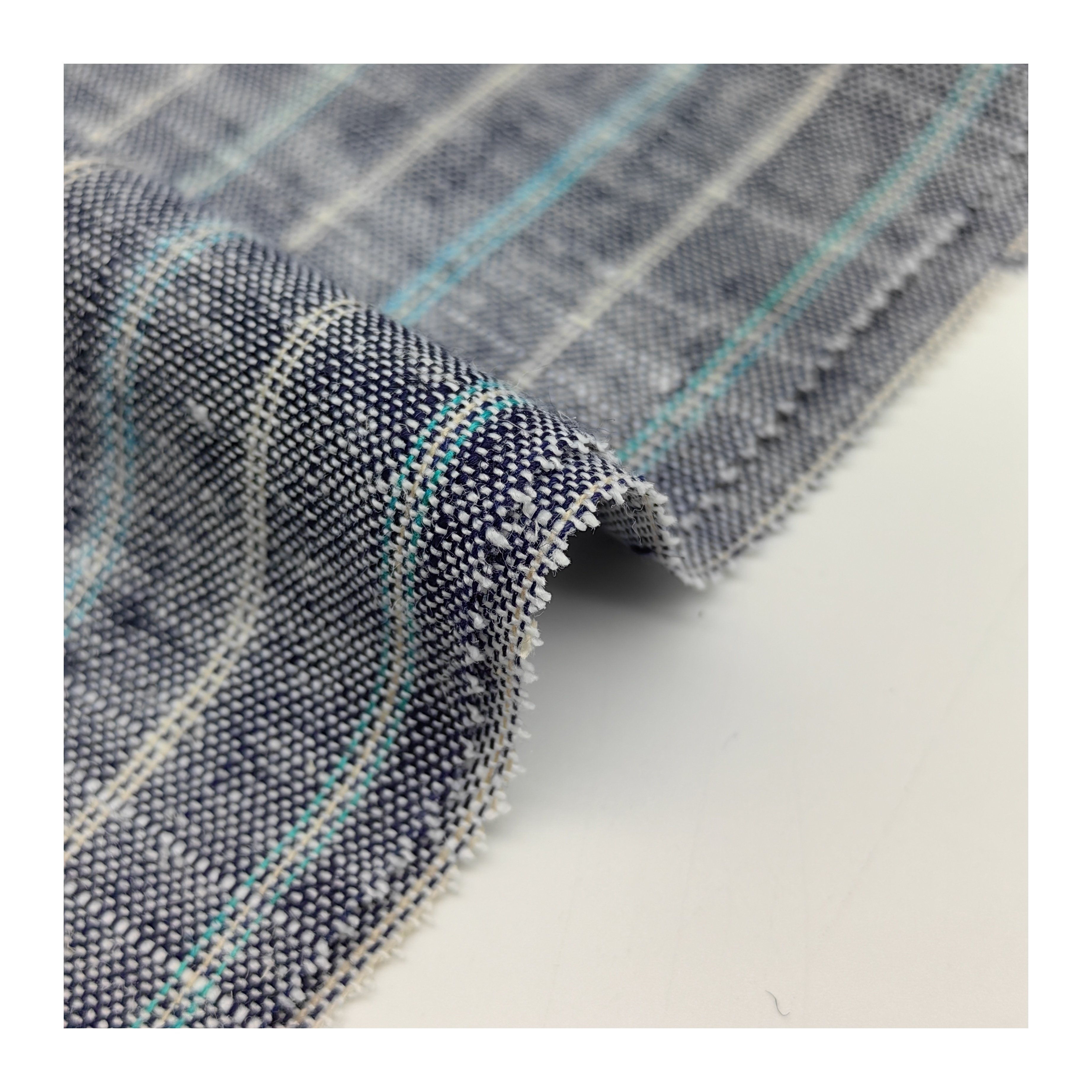 Natural Linen Fabric stripe Woven Fabric Cotton5% Linen15% Royan30% Poly50% Plain eco-friendly fabric for clothing