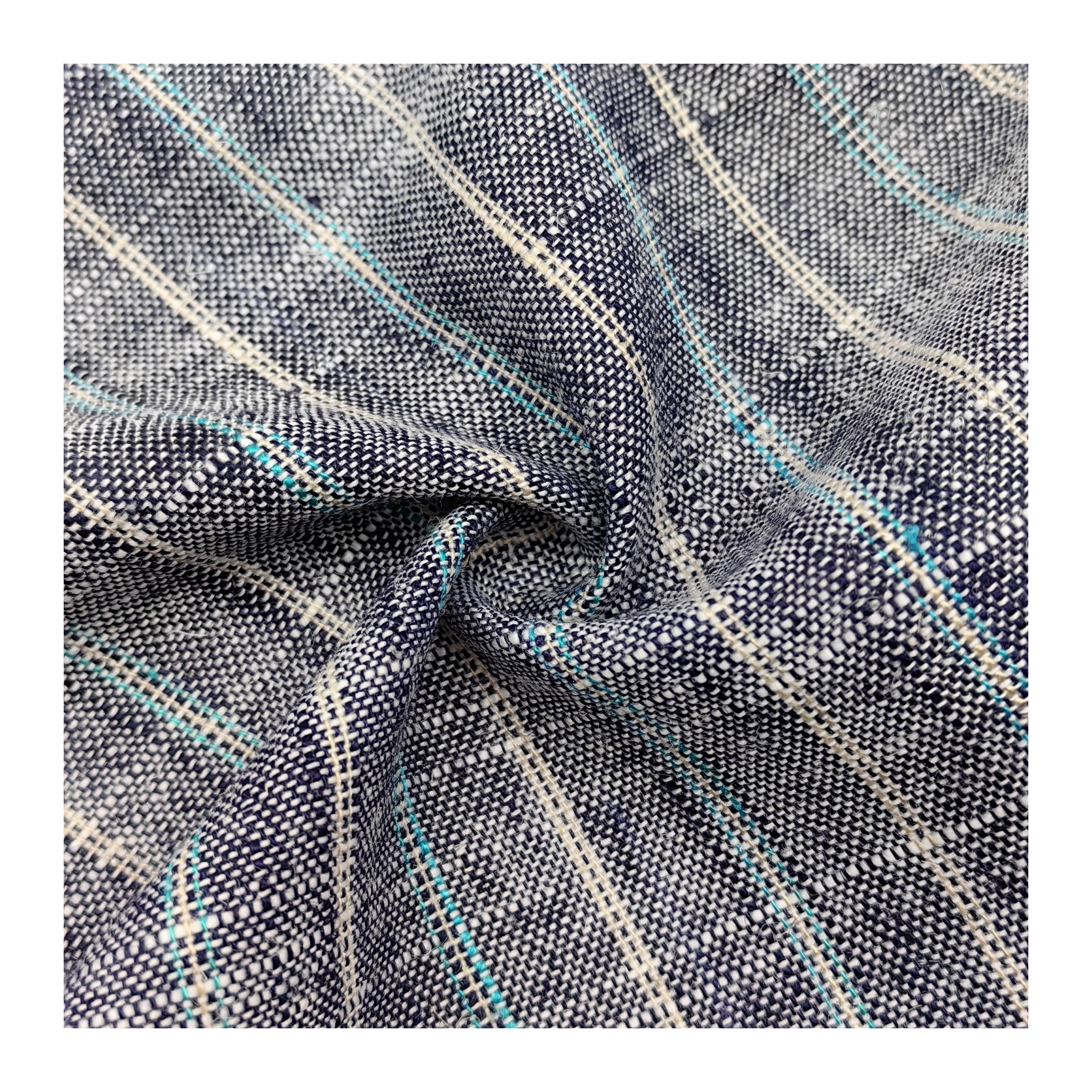 Natural Linen Fabric stripe Woven Fabric Cotton5% Linen15% Royan30% Poly50% Plain eco-friendly fabric for clothing