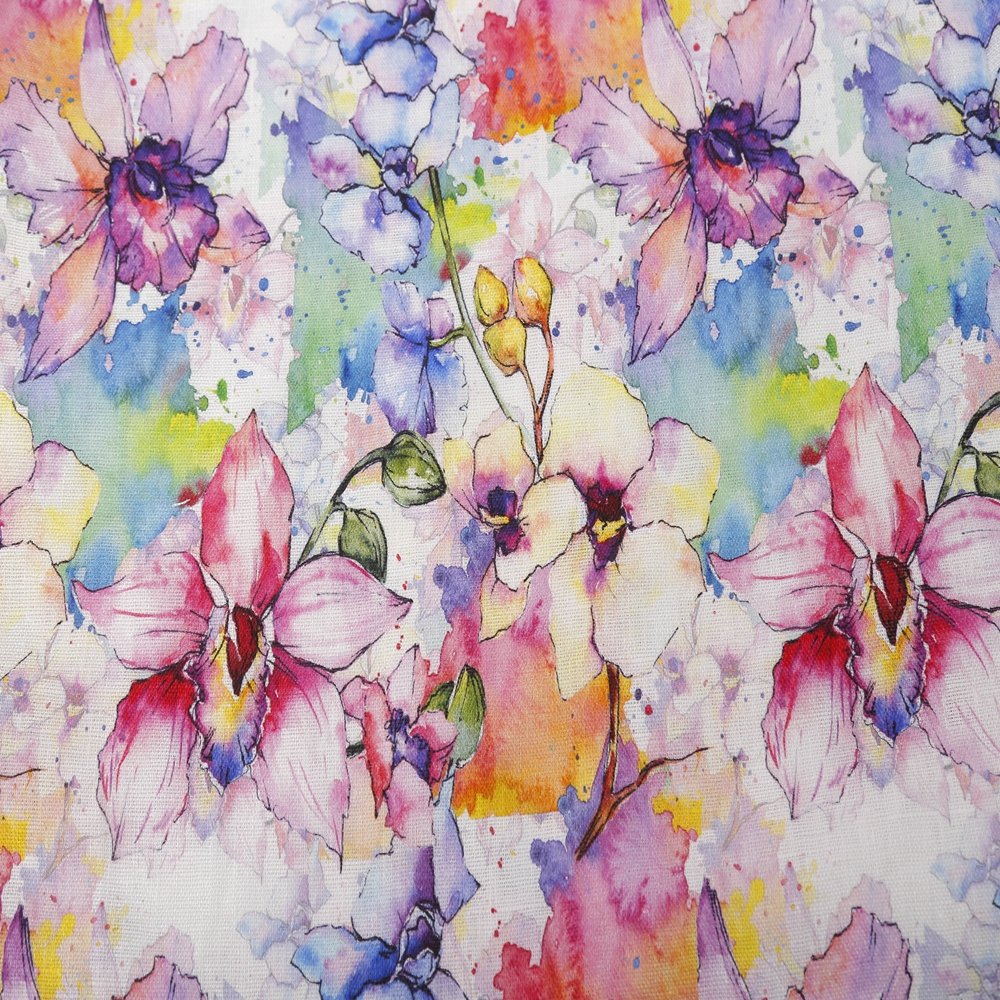 Elegant floral digital print plain custom printing soft natural 100% linen fabric for clothes