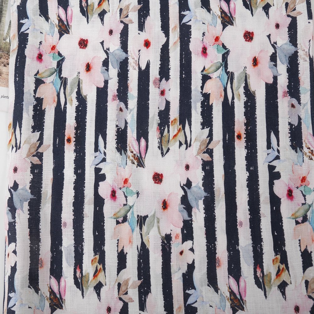 Elegant floral digital print plain custom printing soft natural 100% linen fabric for clothes