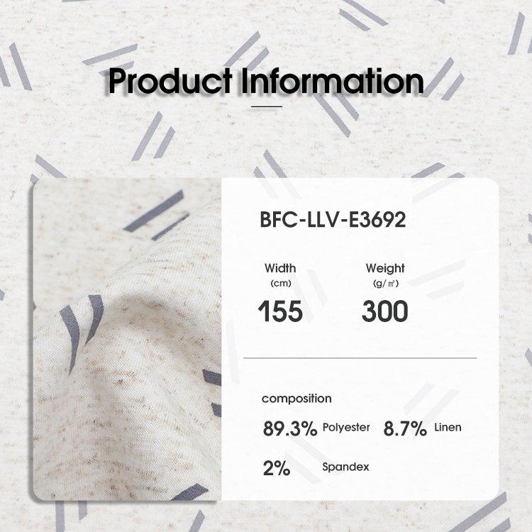 New arrival fashion printed soft polyester spandex linen fabric roll for clothes tops shirts dresses