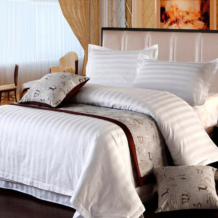 Pure Cotton Bed Sheets Cotton Set Wholesale 1cm &3cm Stripe Bedsheet Set