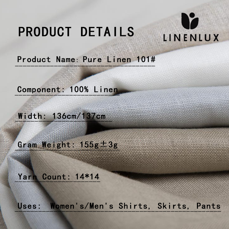 Spring Summer Fabrics for Shirting Linen Fabric for Clothing Dress Fabric for Women Plain 100% Linen Fabric for Pants