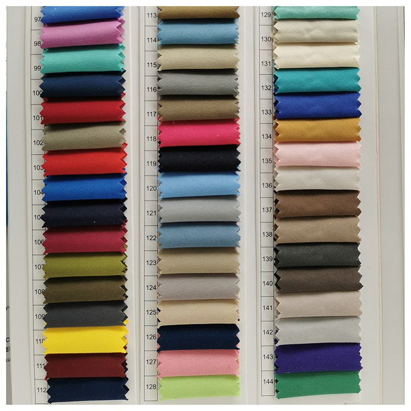 polyester twill peach skin fabric breathable soft all colors in stock peach skin garment fabric