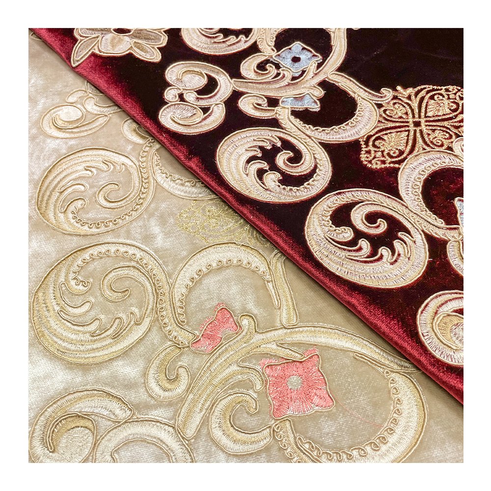 Lustre Embroidery Thread Local Embellishment Golden Embroidery Thread Embroidered Velvet Fabric