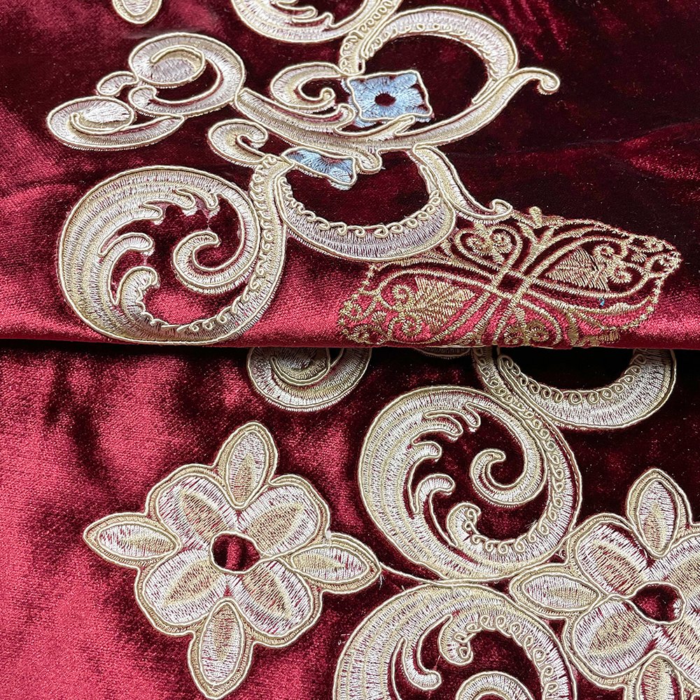 Lustre Embroidery Thread Local Embellishment Golden Embroidery Thread Embroidered Velvet Fabric