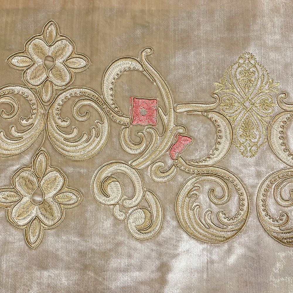 Lustre Embroidery Thread Local Embellishment Golden Embroidery Thread Embroidered Velvet Fabric