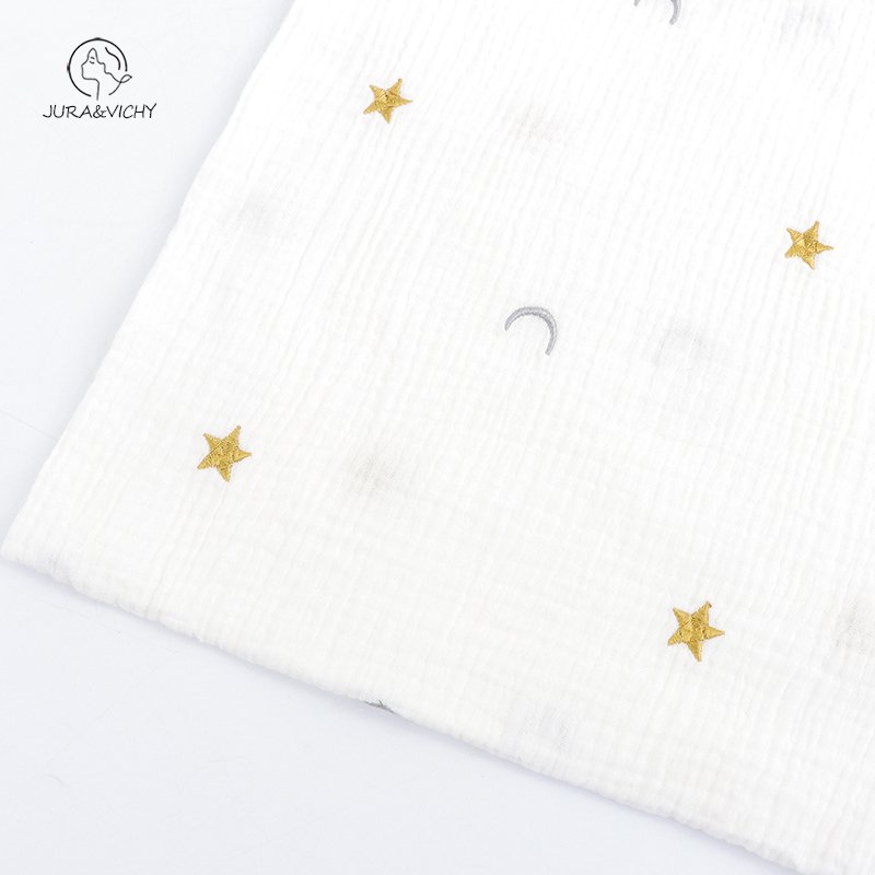 wholesale double gauze star moon embroidery muslin fabric