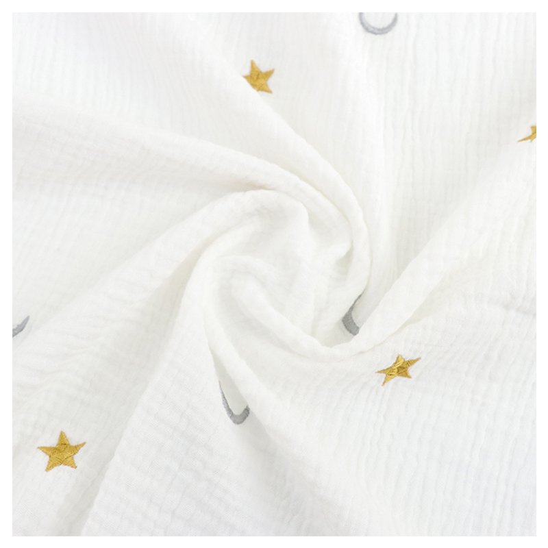 wholesale double gauze star moon embroidery muslin fabric